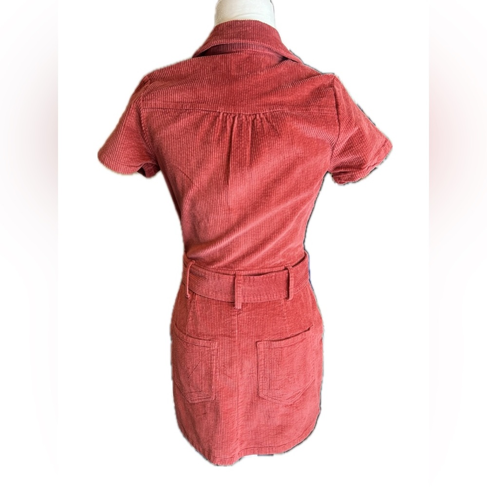 Show Me Your MuMu Outlaw Dress Rose Red Corduroy Gold Buckle Mini Dress XS - Picture 5 of 13